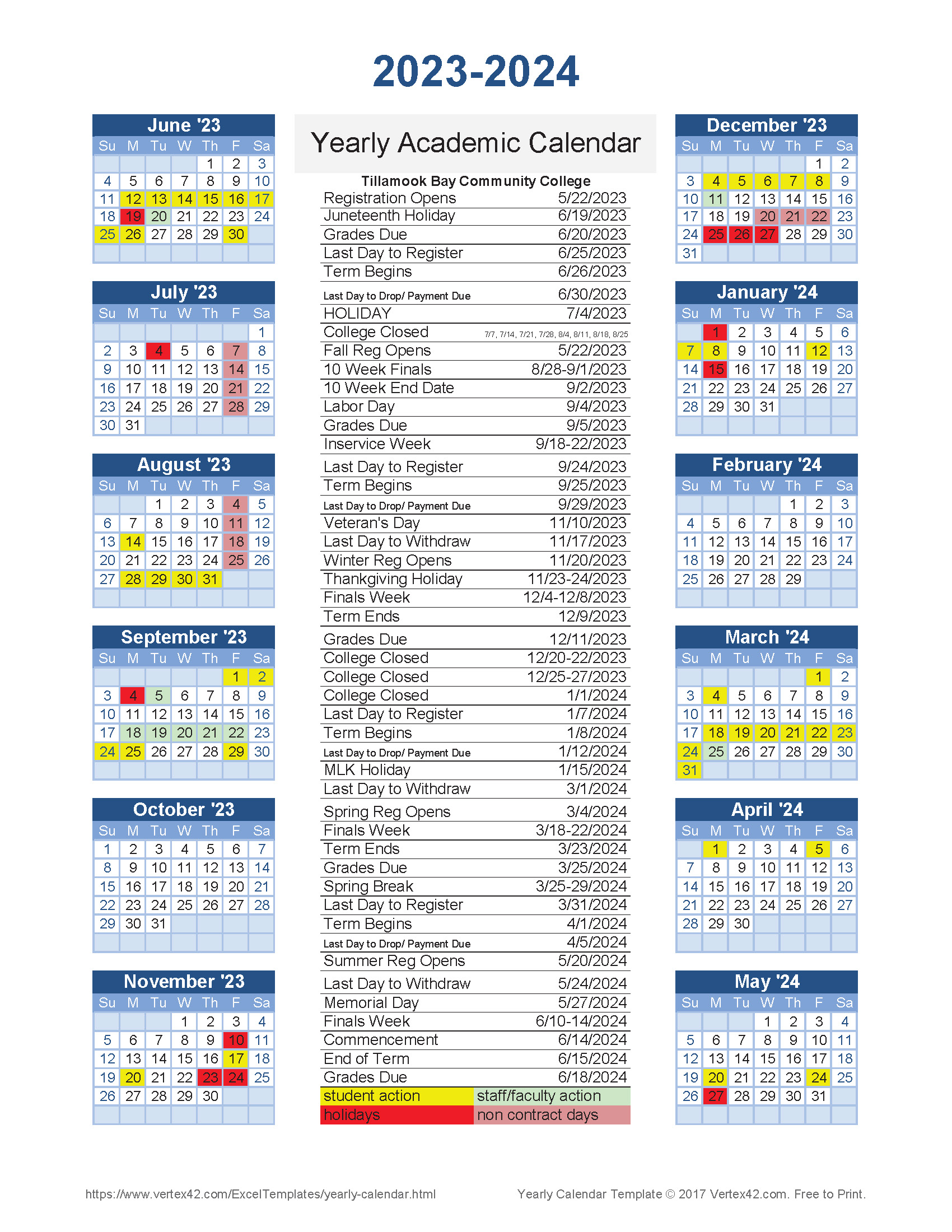 Academic Calendar - Tillamook Bay Community College Academic Calendar - Tillamook Bay Community College